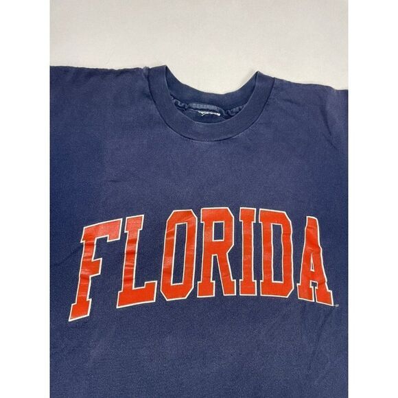 VINTAGE Florida Graphic T-shirt Men Large Blue 90s Single Stitch - Picture 2 of 7